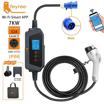 Зарядне для електромобіля FEYREE 7кВт 32A Type1 з функцією Wi-Fi (американське авто)