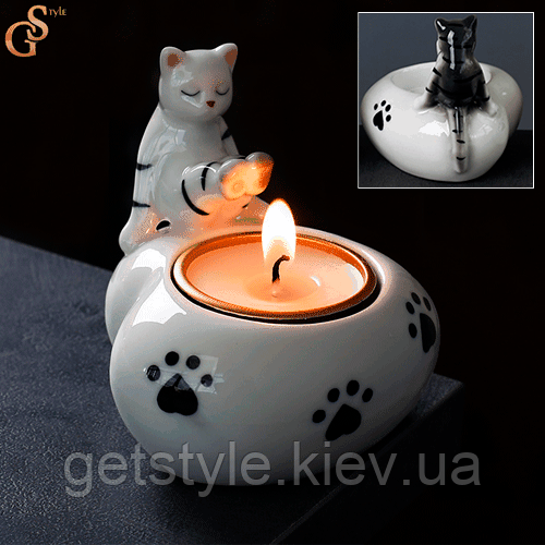 Підсвічник Котик Relax Cat кераміка, фото 1