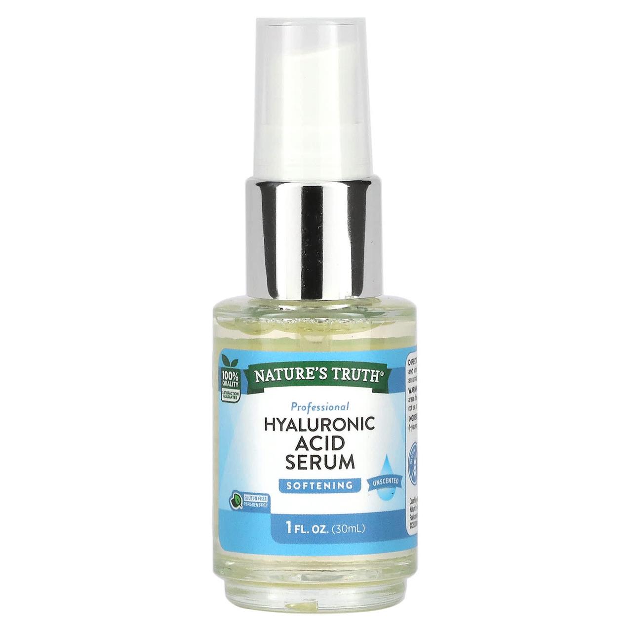 Сироватка для обличчя з гіалуроновою кислотою, Hyaluronic Acid Serum, Nature's Truth, без запаху, 30 мл, фото 1