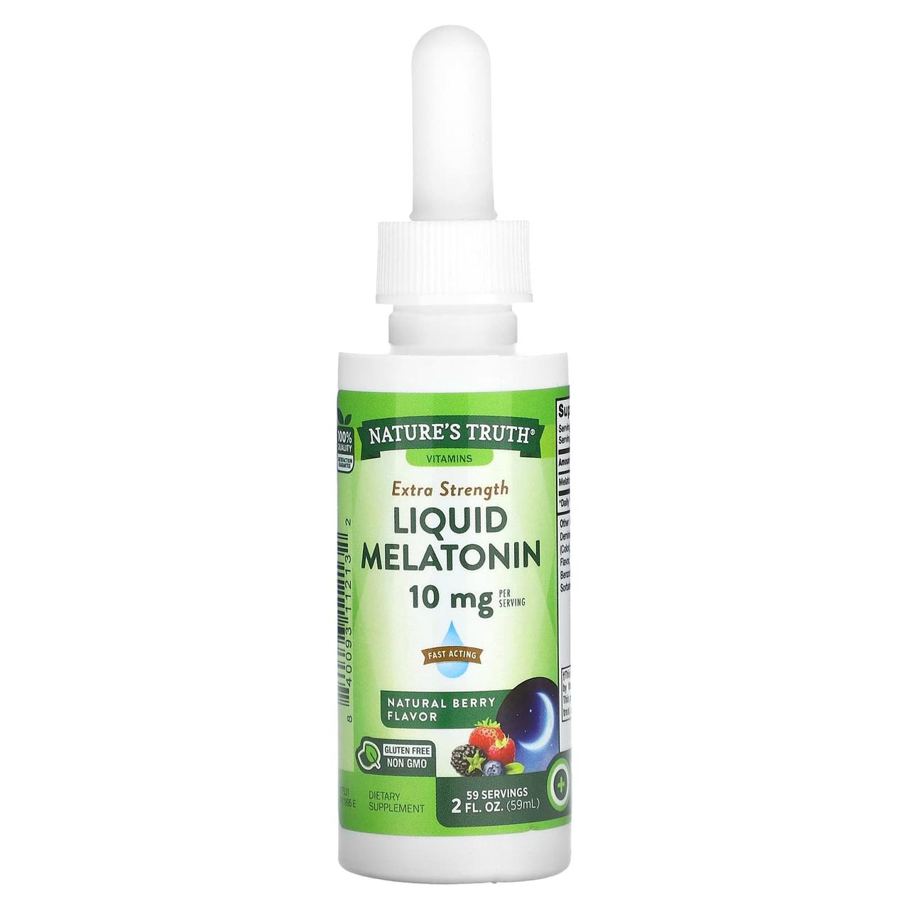 Мелатонін, Liquid Melatonin, Nature's Truth, рідкий, смак ягід, 10 мг, 59 мл, фото 1