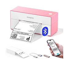 MUNBYN Біло-Рожевий129B Bluetooth термопринтер етикеток і наклейок