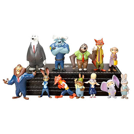 Набір фігурок Зверополіс RESTEQ 12 шт — іграшки з мультфільму Zootopia, ігрові фігурки героїв для дітей, фото 1