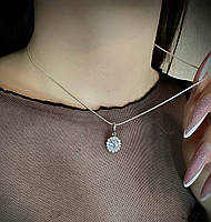 💎 Срібна підвіска з кубічним цирконієм  покрита родієм – елегантна класика, що завжди в моді