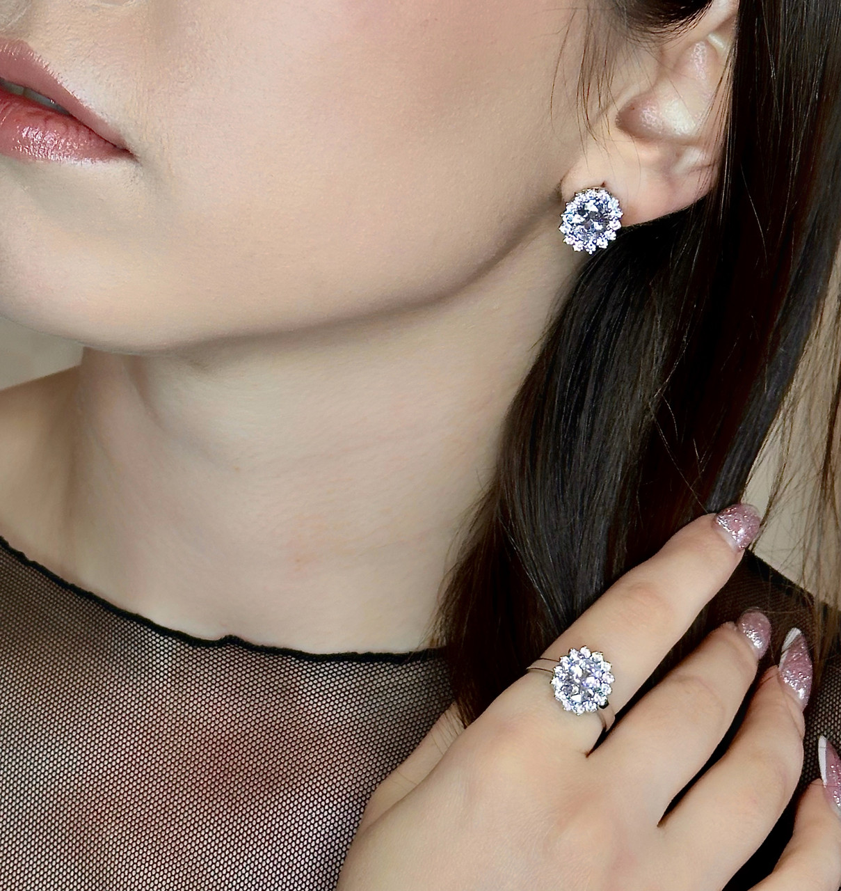 💎 Срібний комплект прикрас із кубічним цирконієм, покритий родієм — класика, яка завжди в моді ✨, фото 1