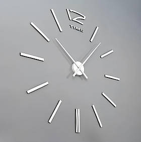 Настінний годинник Diy Clock ZH003 срібного кольору, великий. Настінний 3D годинник "зроби сам"