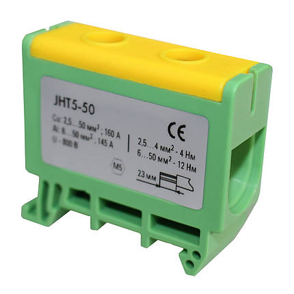 Клема силова СКНГз-JHT5-50 6-50мм2 145А "PE" жовто-зелена TNSy5506237, фото 1