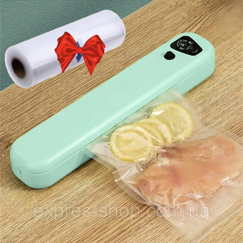Вакууматор Vacuum Sealer +  Пакети 5м х 20см / Вакуумний пакувальник для їжі / Вакууматор для продуктів, фото 1