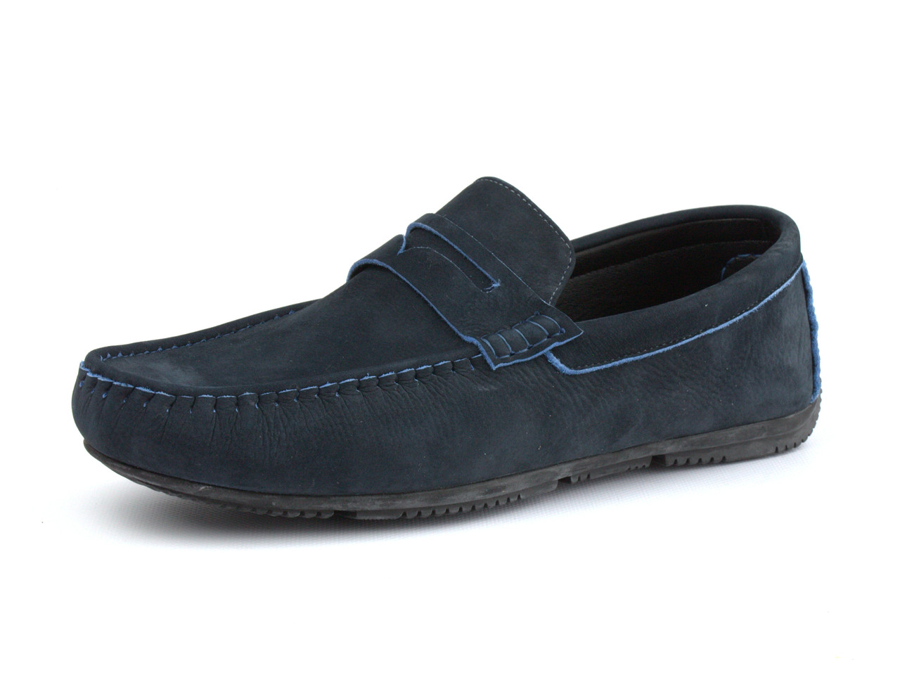 Мокасини сині нубукові ETHEREAL BS Classic Blu Nub by Rosso Avangard Взуття великих розмірів 46р 31 см