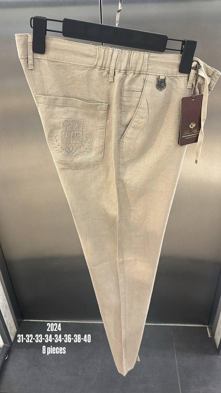 Чоловічі лляні штани LORO PIANA CK9695 бежеві штани, фото 1