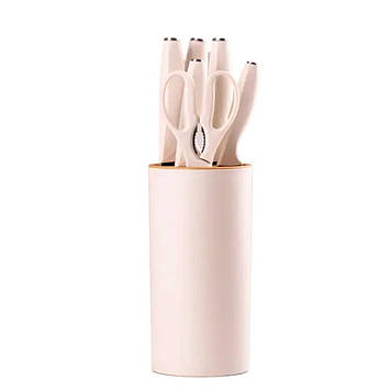 Набір кухонних ножів з підставкою 6 предметів білий HP1851057