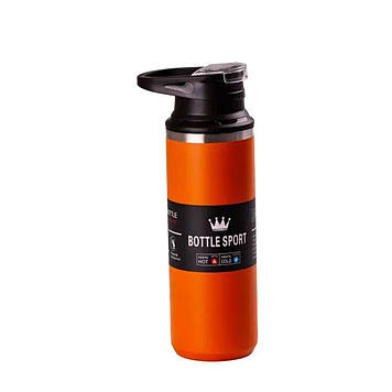 Термос з напувалкою та ручкою 550 мл з нержавіючої сталі Помаранчевий HPGM5010O