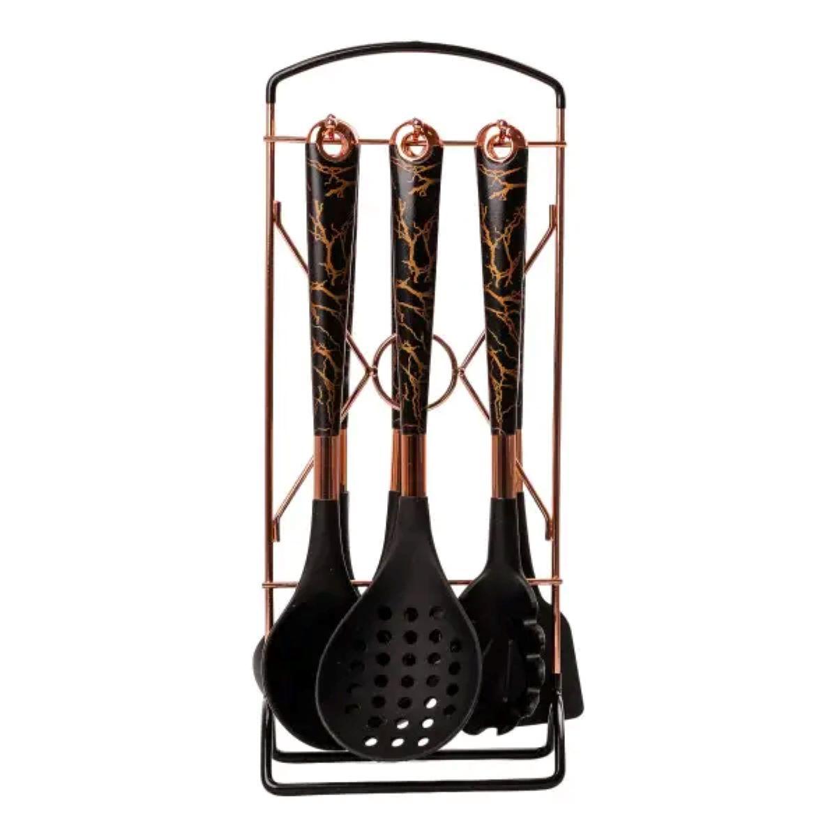 Набір кухонного приладдя на підставці 6 штук кухонні аксесуари Мармур YRUR6, фото 1