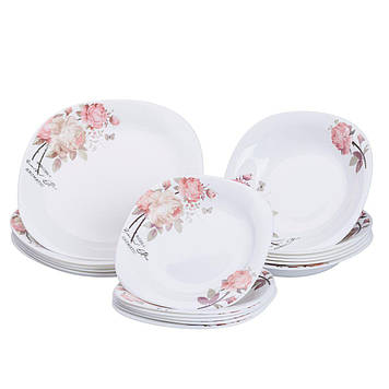 Столовий сервіз порцелянаовий на 6 персон 18 тарілок білий HP-7-714