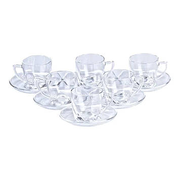 Набір чашок із блюдцями прозорі 6 штук по 200 мл прозорий HP572