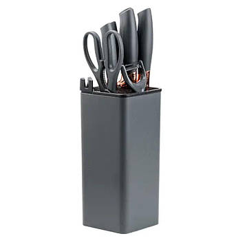 Набір кухонних ножів 5 штук з ножицями та овочечисткою 33/23.5/24.5/19.5 см Чорний HP27476