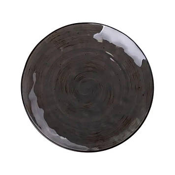 Тарілка сервірувальна кругла 26 см плоска порцелянова коричнева HP23393