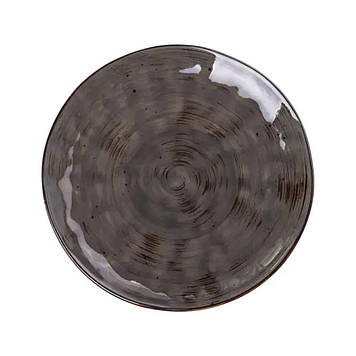 Тарілка сервірувальна кругла порцелянова 22 см коричнева HP23394