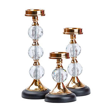 Набір свічників на металевій ніжці 3 шт 43/34/ 27 см HP48633