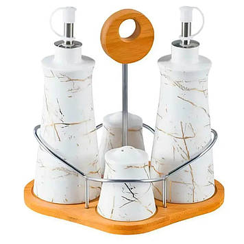 Набір для спецій 4 предмети на бамбуковій підставці HP1219