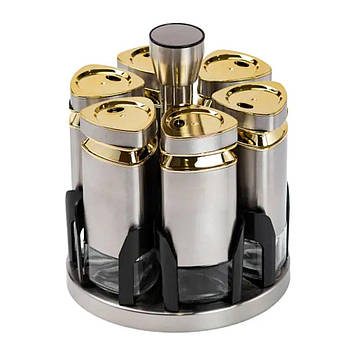 Набір ємностей для спецій на підставці 6 баночок по 120 мл HP1326