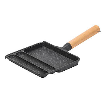 Сковорода прямокутна на 3 секції з антипригарним покриттям сіра HP39572C