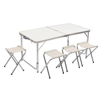 Стіл і 4 стільці для пікніка набір туристичних алюмінієвих складних алюмінієвих меблів для кемпінгу 8812-4
