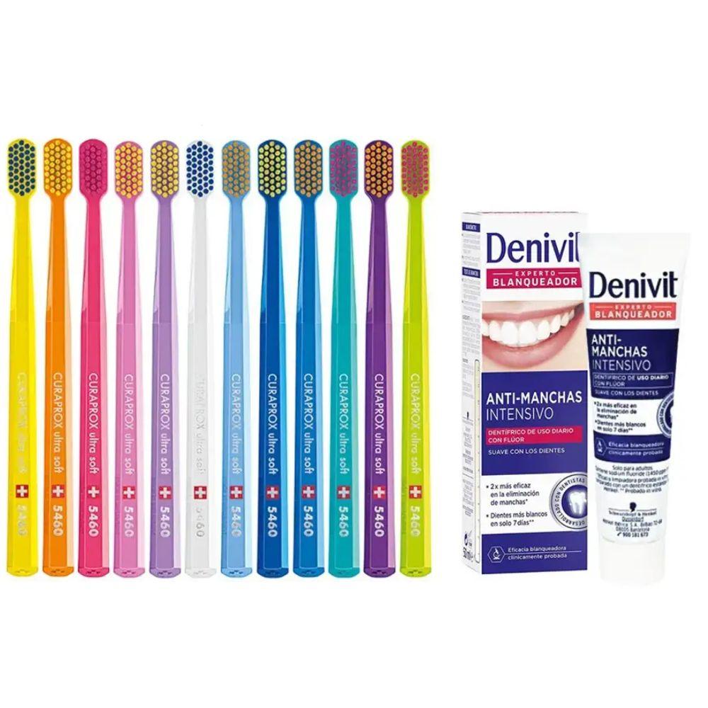 Зубна щітка Curaprox CS 5460 Ultra Soft для чутливих ясен і пародонтозу + паста Denivit Anti-Stain відбілююча
