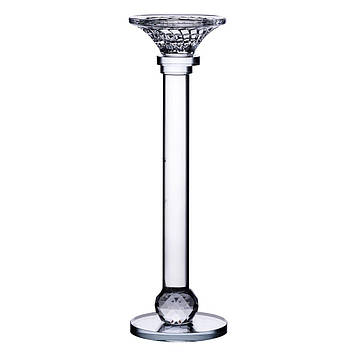 Підсвічник скляний на тонкій ніжці 9×29 см прозорий декоративний підсвічник на стіл HP-4-7S