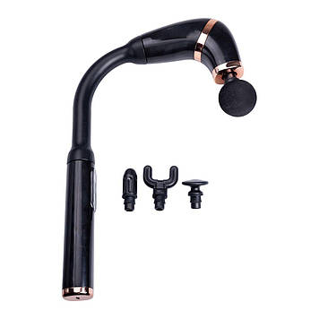 Перкусійний ручний масажер акумуляторний 17 Вт зарядка від USB до 3200 об/хв Чорний HP-11-11B