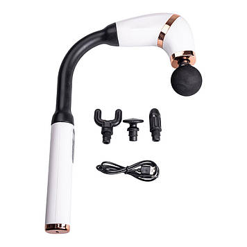 Перкусійний ручний масажер акумуляторний 17 Вт зарядка від USB до 3200 об/хв Білий HP-11-11W