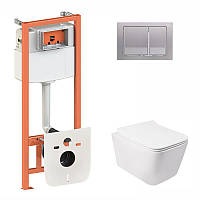 Готове рішення Qtap для ванної кімнати: підвісний унітаз Crow Rimless 520х360х290 + комплект інсталяції Nest 4 в 1 (квадратна