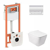 Готове рішення Qtap для ванної кімнати: підвісний унітаз Crow Rimless 520х360х290 + комплект інсталяції Nest 4 в 1 (лінійна