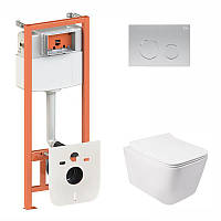 Готове рішення Qtap для ванної кімнати: підвісний унітаз Crow Rimless 520х360х290 + комплект інсталяції Nest 4 в 1 (кругла