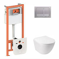 Готове рішення Qtap для ванної кімнати: підвісний унітаз Jay Rimless 520х360х320 + комплект інсталяції Nest 4 в 1 (квадратна