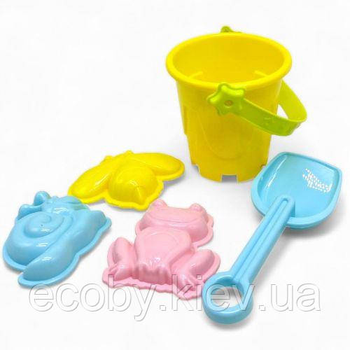 Пісочний набір (відерце, лопатка, 3 формочки для піску), фото 1
