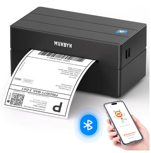 MUNBYN Чорний Bluetooth термопринтер етикеток і наклейок