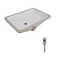 Комплект Qtap Stork: Раковина врізна прямокутна 535x365x190 мм White + Донний клапан PU02O