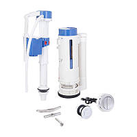 Комплект арматури Qtap WDI для бачка унітаза-моноблок Swan з подвійною круглою кнопкою змиву та клапаном нижнього подавання води, 3/6L CHR