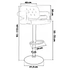 Барний стілець м'який зі спинкою та підлокітниками з екошкіри Vinci, регуляція висоти, обертання на 360°, білий, фото 2