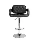 Барний стілець м'який зі спинкою та підлокітниками з екошкіри Vinci, регуляція висоти, обертання на 360°, білий, фото 5