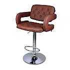 Барний стілець м'який зі спинкою та підлокітниками з екошкіри Vinci, регуляція висоти, обертання на 360°, білий, фото 6