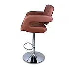 Барний стілець м'який зі спинкою та підлокітниками з екошкіри Vinci, регуляція висоти, обертання на 360°, білий, фото 7