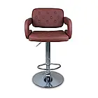 Барний стілець м'який зі спинкою та підлокітниками з екошкіри Vinci, регуляція висоти, обертання на 360°, білий, фото 9