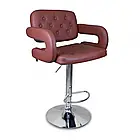 Барний стілець м'який зі спинкою та підлокітниками з екошкіри Vinci, регуляція висоти, обертання на 360°, білий, фото 10