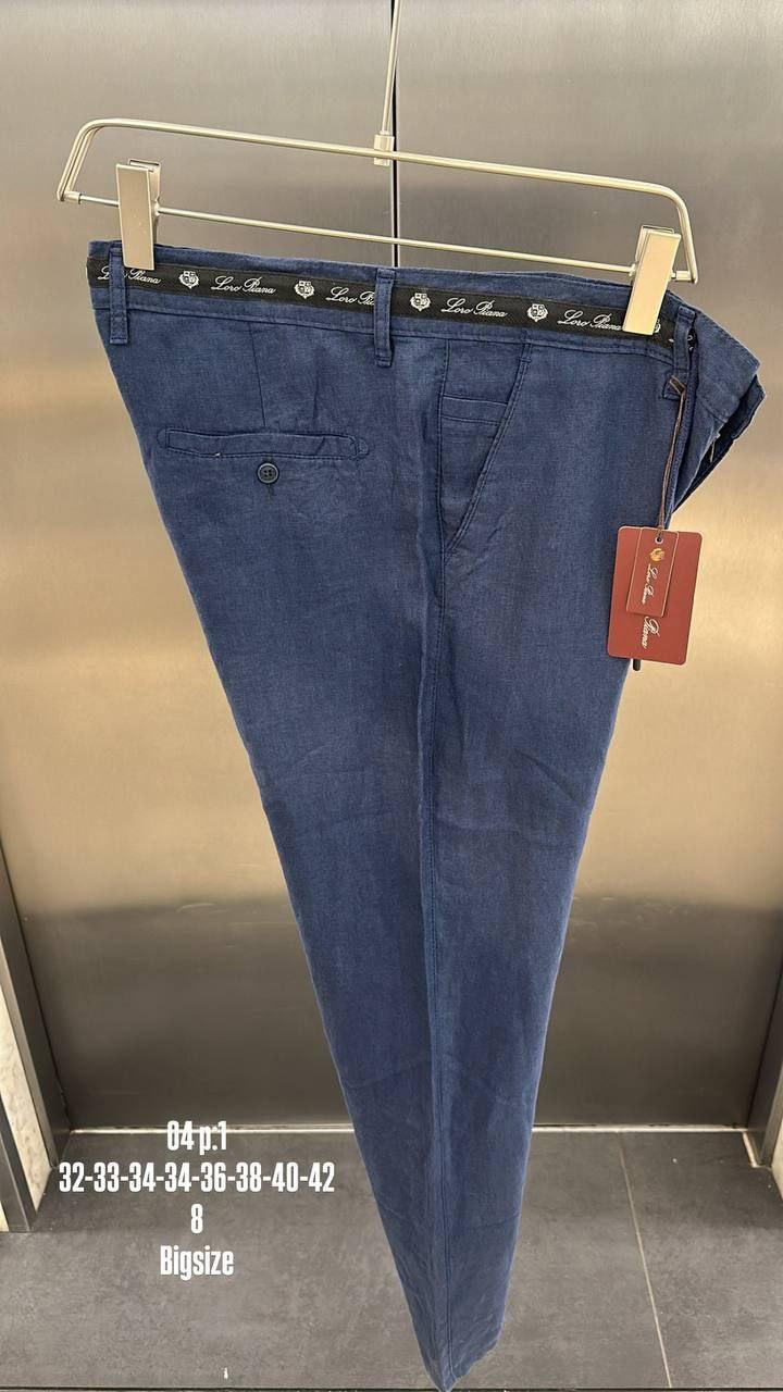 Чоловічі лляні штани LORO PIANA CK9687 сині штани, фото 1