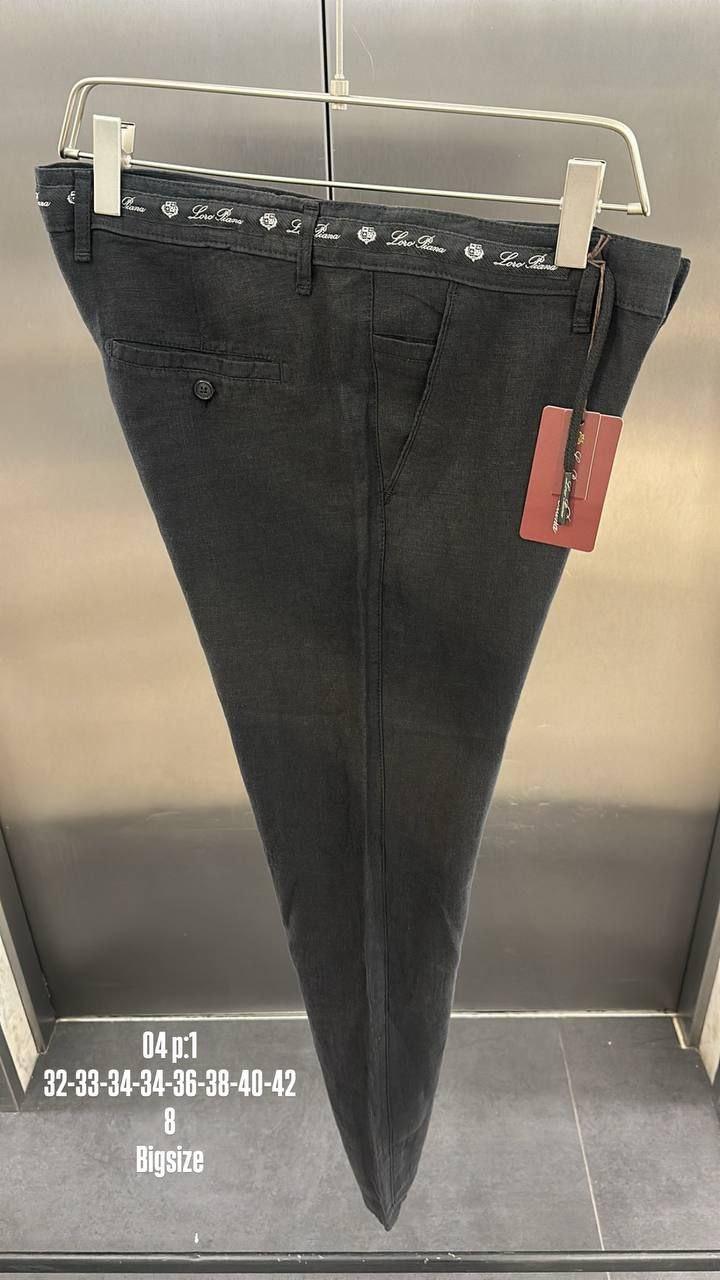 Чоловічі лляні штани LORO PIANA CK9686 чорні штани, фото 1