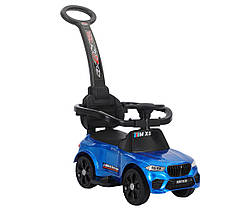 Машинка толокар U-Max 2в1 зі знімною ручкою і музикою на кермі + багажник під сидінням Синій