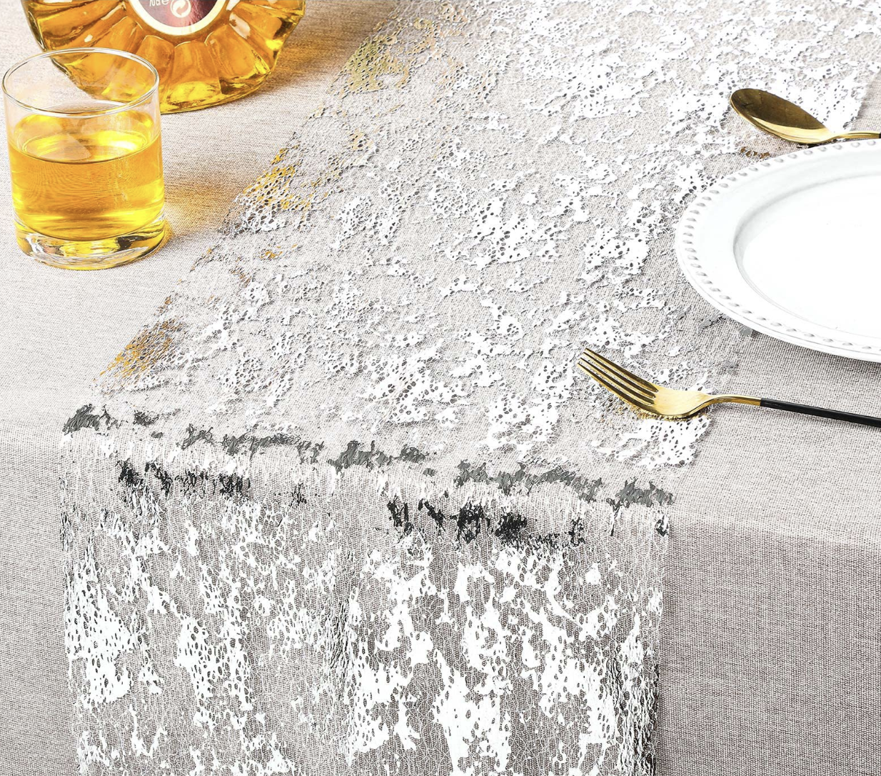 Срібляста доріжка на стіл, вишуканий святковий раннер (сріблястий), фото 1