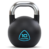 Гиря 10 кг сталева пофарбована ​​чорна з хромованою ручкою LiveUp LP8042-10 Чорний
