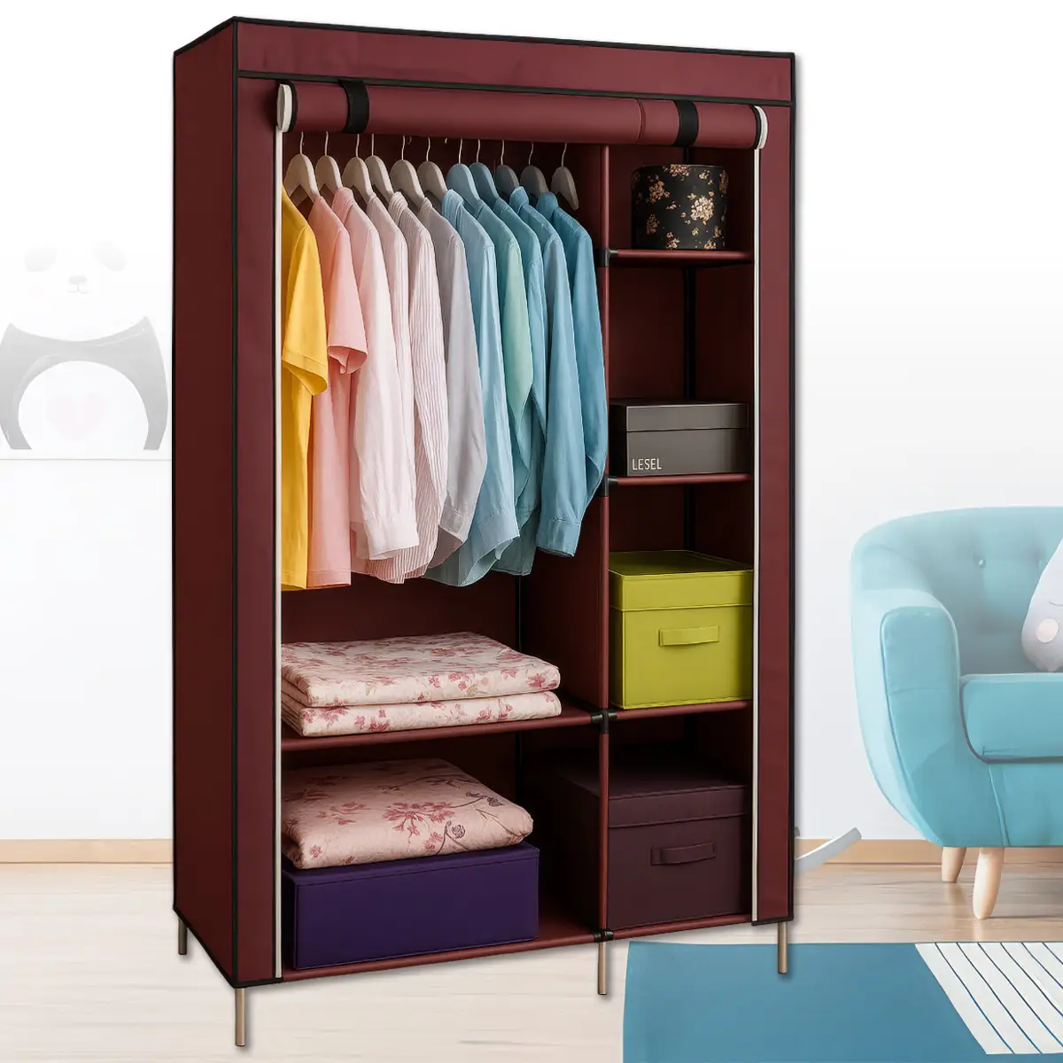 Складана тканинна шафа для одягу 175х105х45 см Hcx Storage Wardrobe 88105